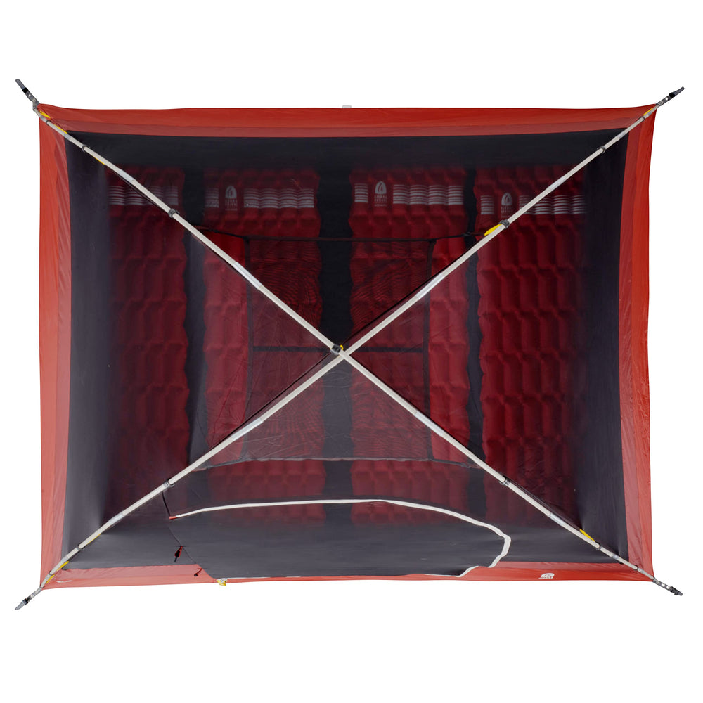Sierra Designs Alpenglow 4P tent compact carry bag for easy travel.