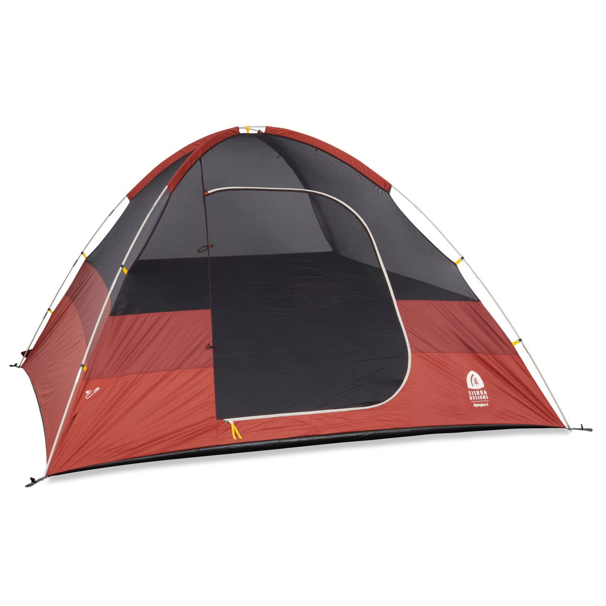 Sierra Designs Alpenglow 6-person tent front view highlights spacious interior for family camping