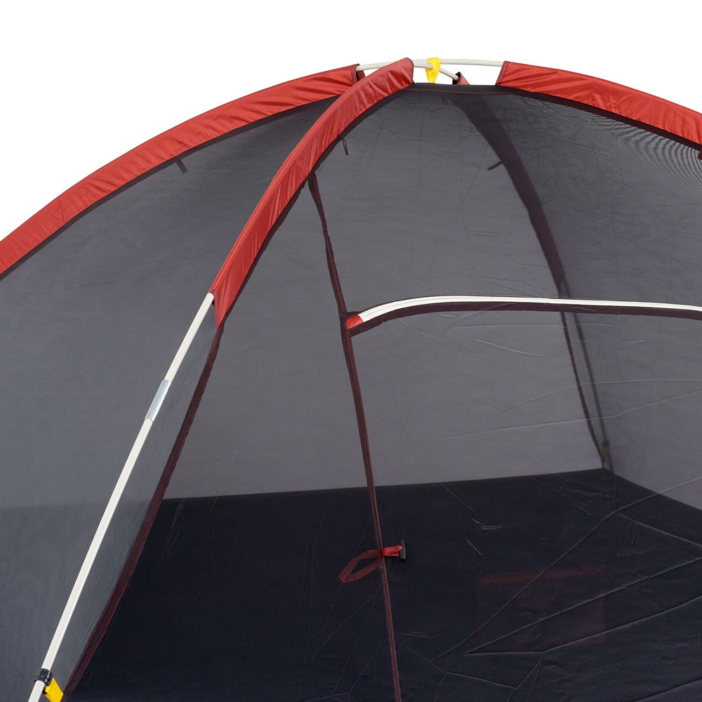 Sierra Designs Alpenglow tent ventilation highlights mesh windows for fresh airflow