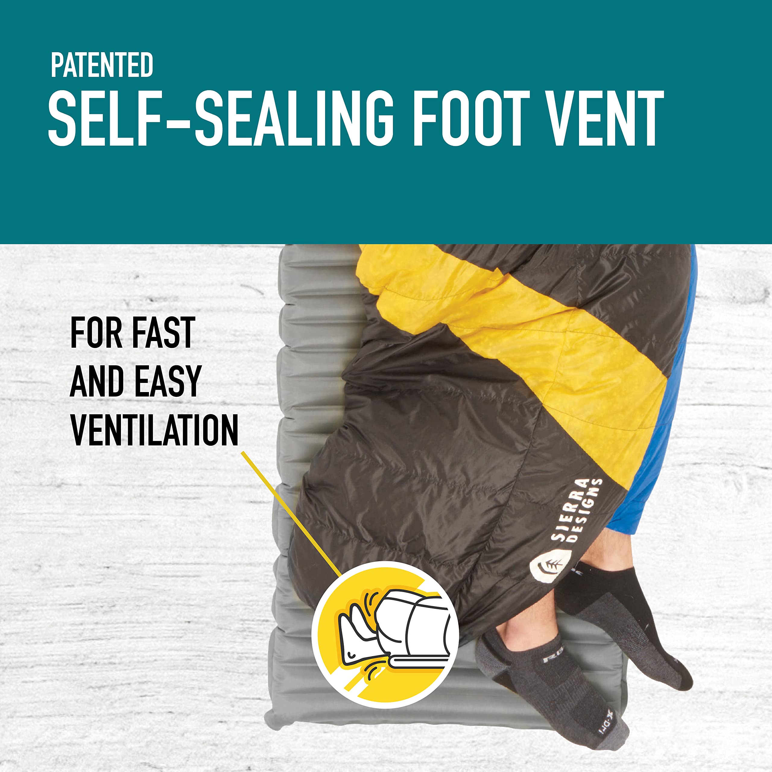 Sierra Designs Cloud 35F sleeping bag zipless comforter focus on warmth.