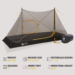 Sierra Designs High Route 1P inner tent creates breathable, compact shelter space.