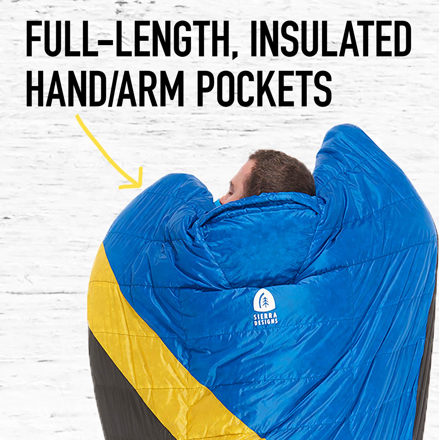 Sierra Designs Nitro Quilt 15d ripstop shell fabric resists abrasion during treks.
