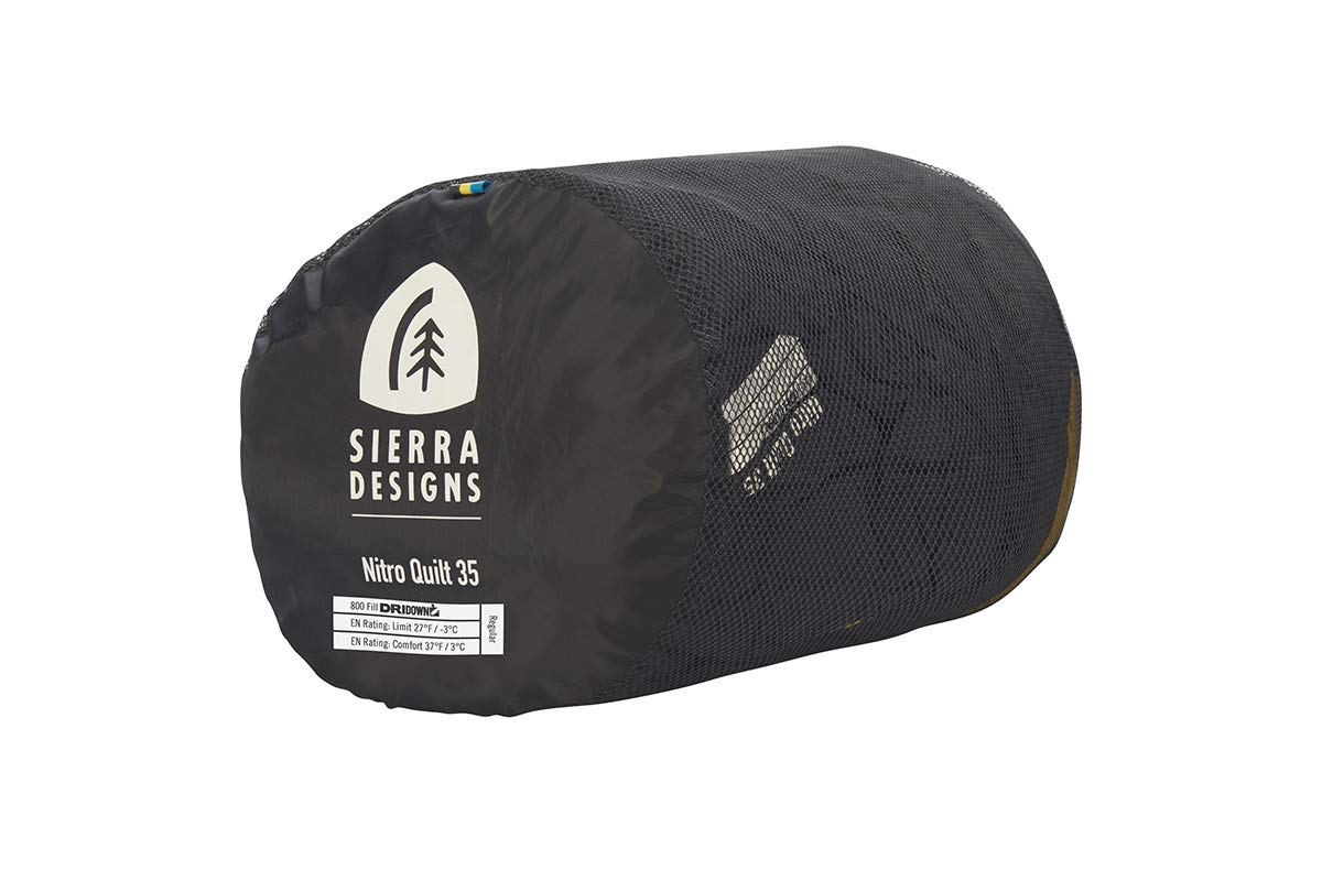 Sierra Designs Nitro Quilt stuff sack demonstrates compact packing for solo trips.