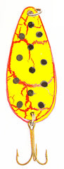 Sierra Spoon bleeding chartreuse with black dot lure for high-visibility bass fishing