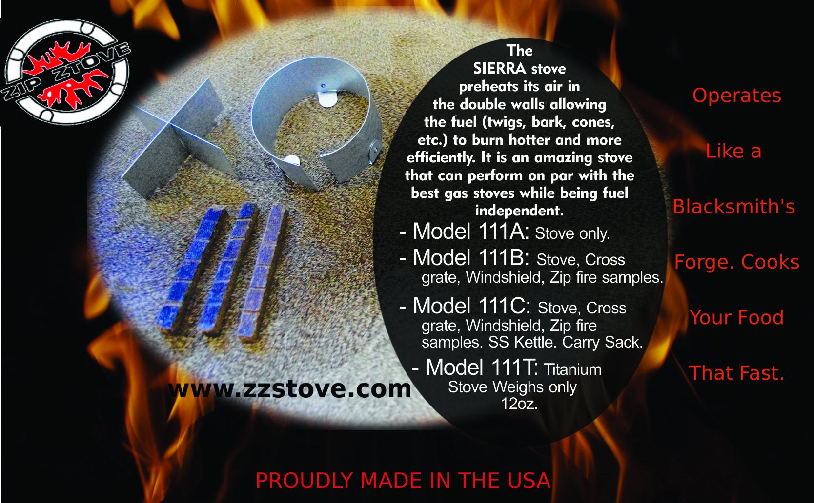 Sierra Stove high heat output for rapid water boiling.