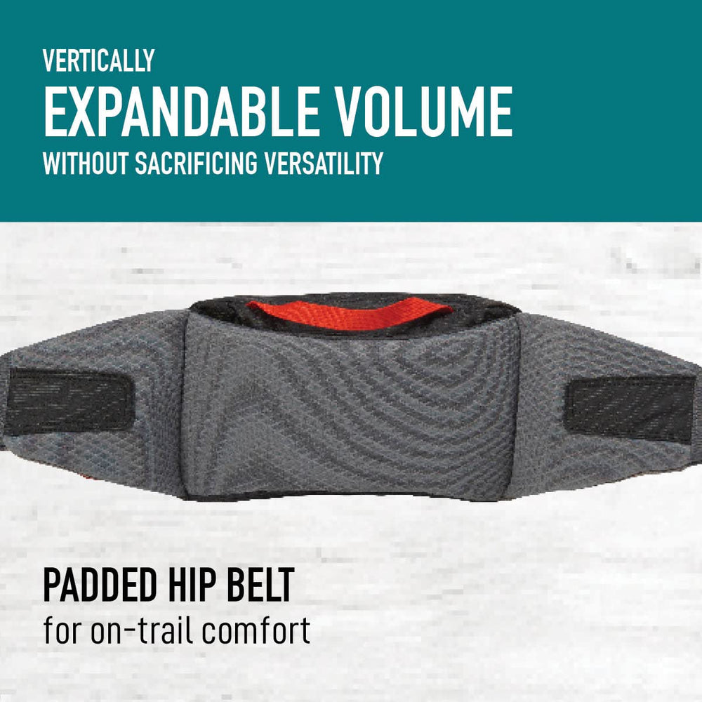 Sierra Designs Flex Lumbar Waist Pack vertically expandable volume for flexibility.