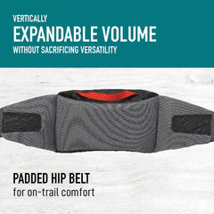 Sierra Designs Flex Lumbar Waist Pack vertically expandable volume for flexibility.