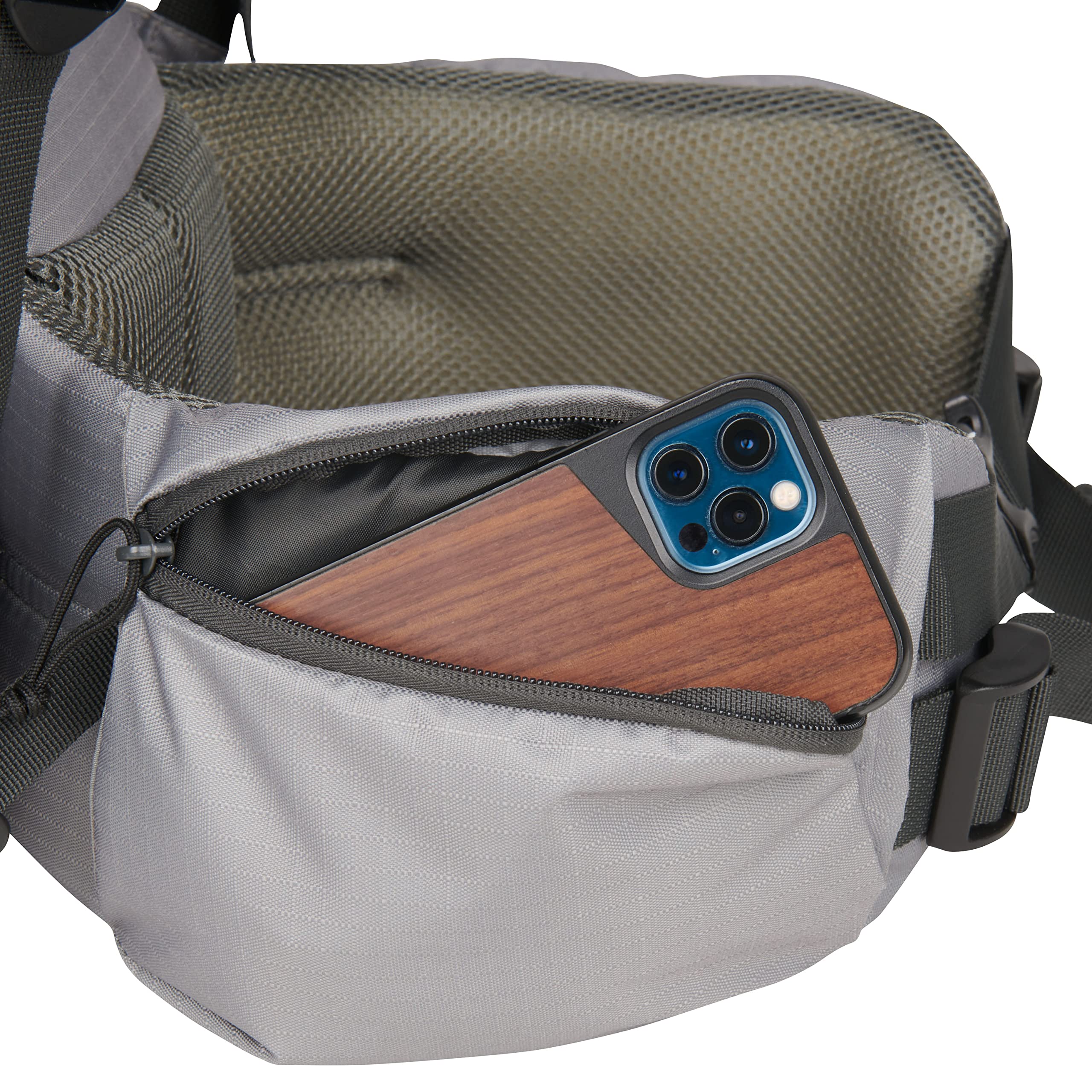 Sierra Designs Gigawatt 60L stash lid keeps small items organized.