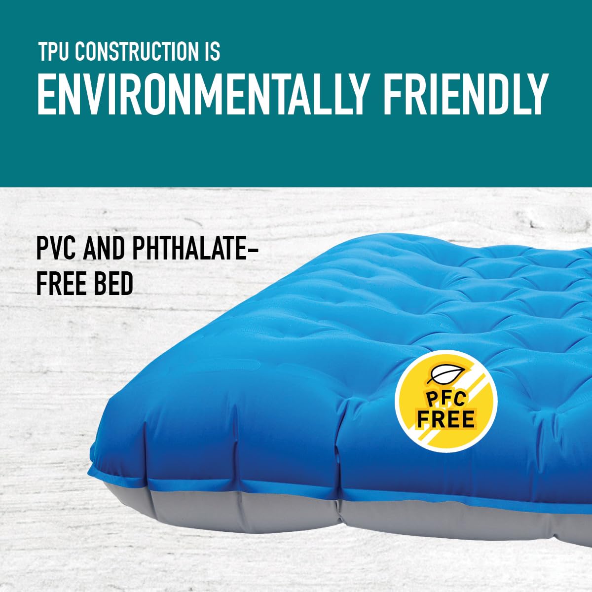 Sierra Designs air mattress with built-in pump enables quick, cordless inflation.