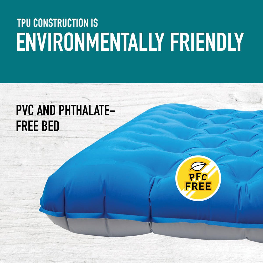 Sierra Designs air mattress with built-in pump enables quick, cordless inflation.