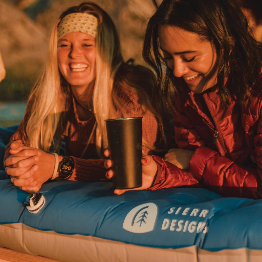 Sierra Designs air mattress packs into an oversized stuff sack for easy storage.