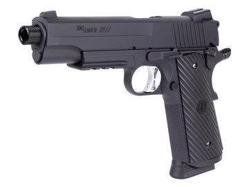Sig Sauer 1911 TACOPS airgun front sight aids precise aiming.