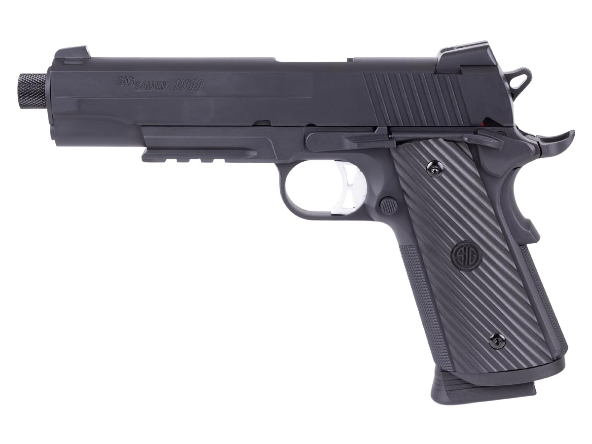 Sig Sauer 1911 TACOPS airgun side view showing compact design for quick handling.