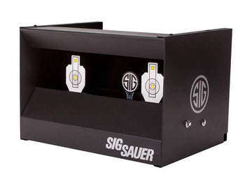 Sig Sauer Dual Shooting Gallery center reset icon highlighting automatic target return.
