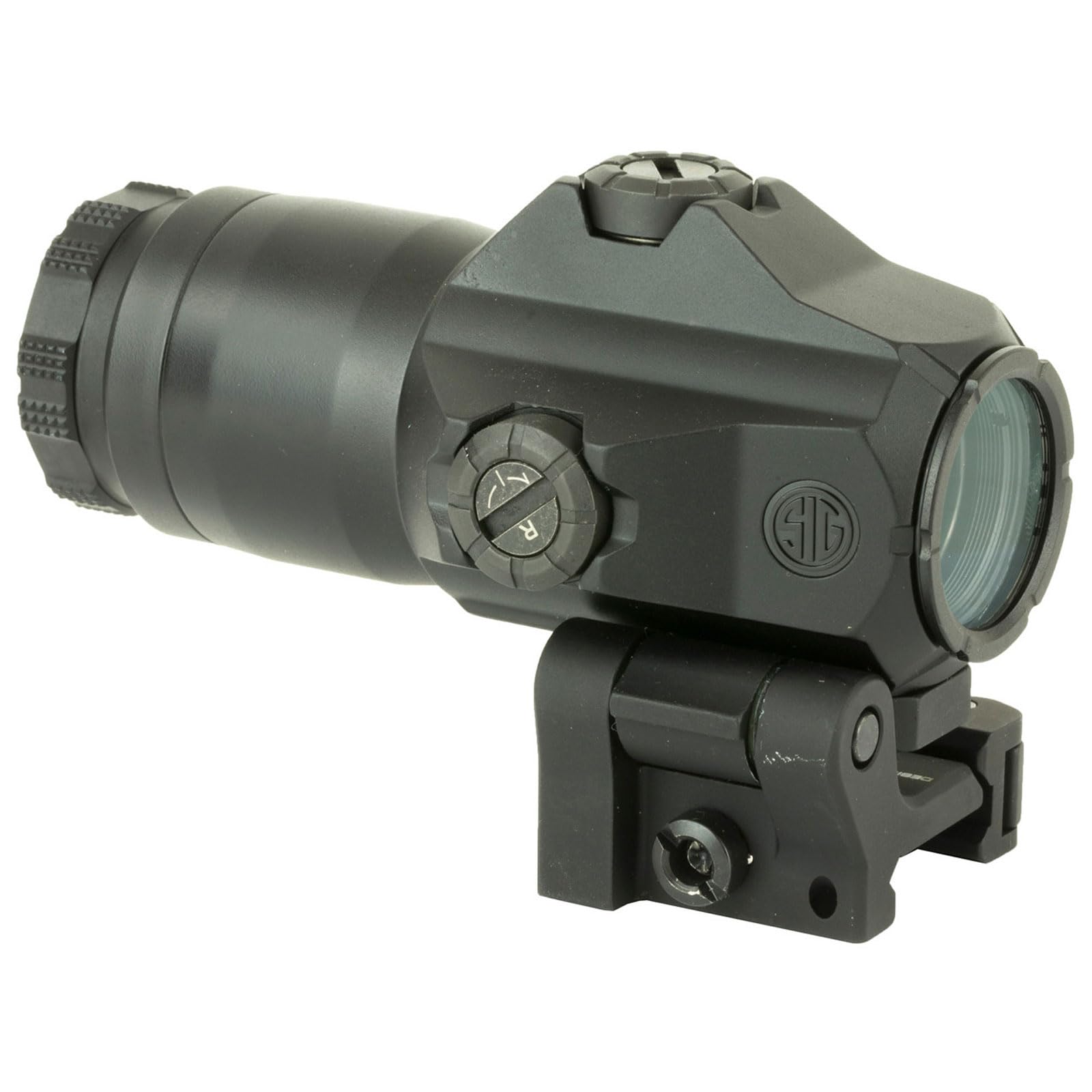 Sig Sauer Juliet3 PowerCam QR mount captured in close-up for rapid deployment.