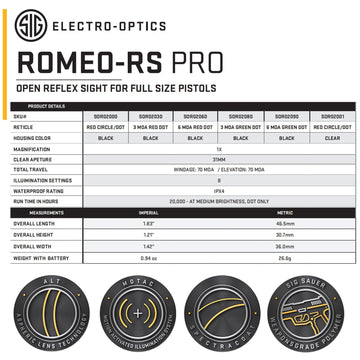 SIG SAUER Romeo-RS PRO compatibility with P320 P226 P229 platforms