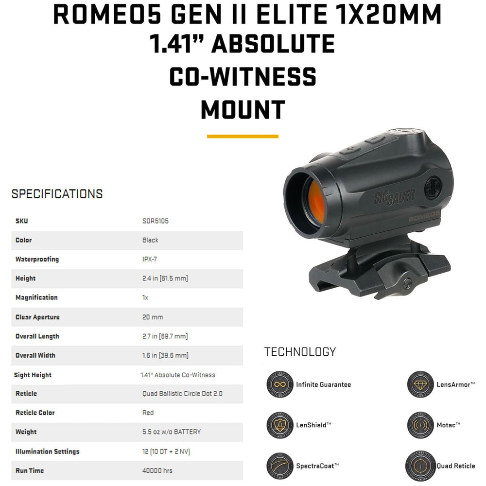 Sig Sauer Romeo5 Gen II Elite compact design supports field use