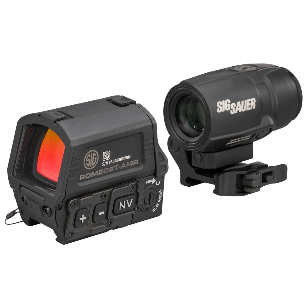 Sig Sauer ROMEO8T-AMR 1x40mm red dot sight enables rapid target acquisition in variable light.