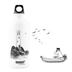 SIGG Moomin Lighthouse bottle cap close-up highlights hygienic, secure lid for kids.