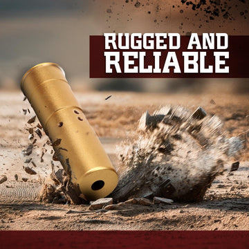 Sightmark boresight close-up shows the red laser in action
