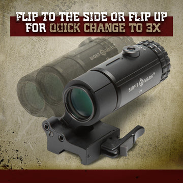 Sightmark T-3 windage and elevation adjustments for precise reticle alignment.