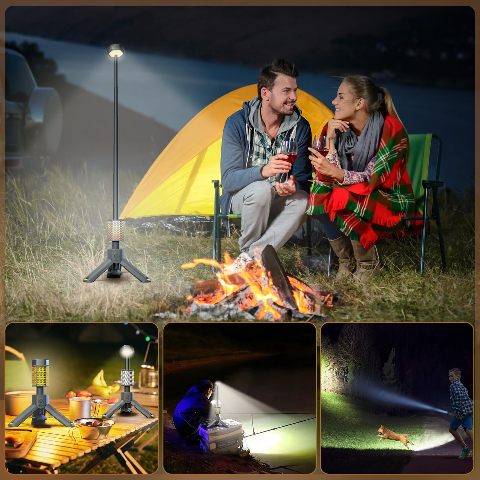 Siibbea camping lights with 10500mAh battery functioning as a power bank
