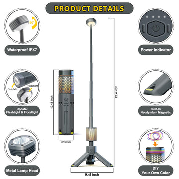 Siibbea camping lights showing telescopic-collapsible design for compact packing