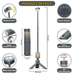 Siibbea camping lights showing telescopic-collapsible design for compact packing