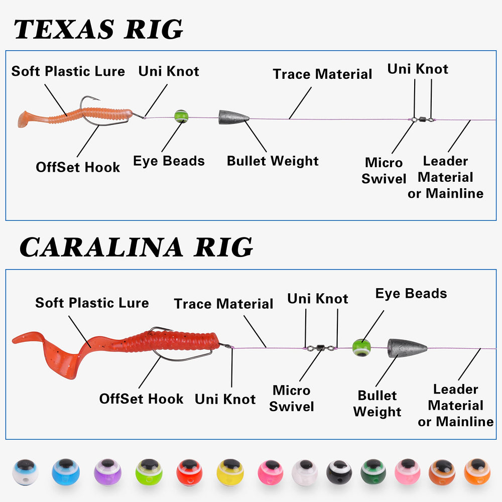 SILANON fishing eye beads 10mm, 300pcs in assorted colors in a box