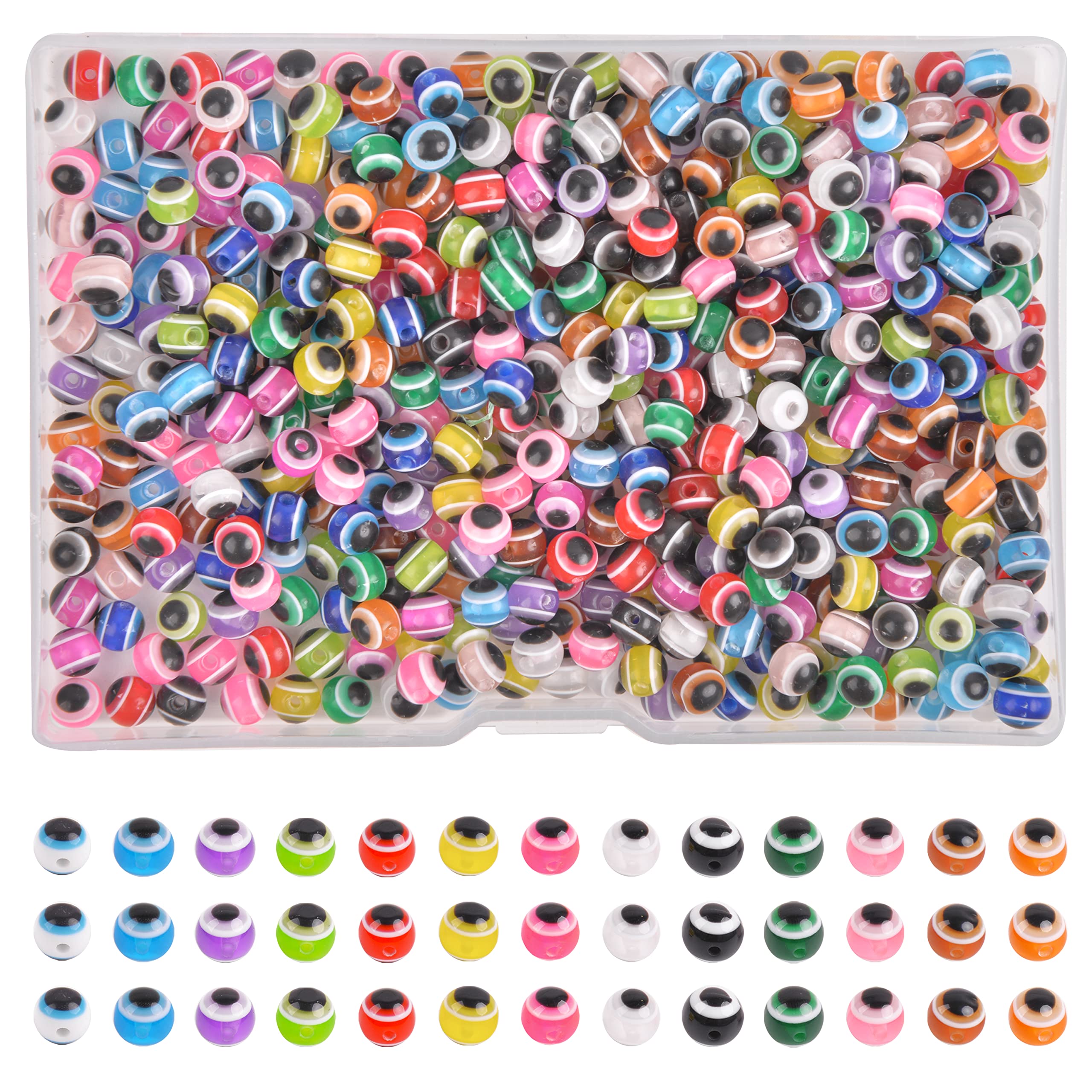 SILANON fishing eye beads 5mm, 300pcs in assorted colors in a box