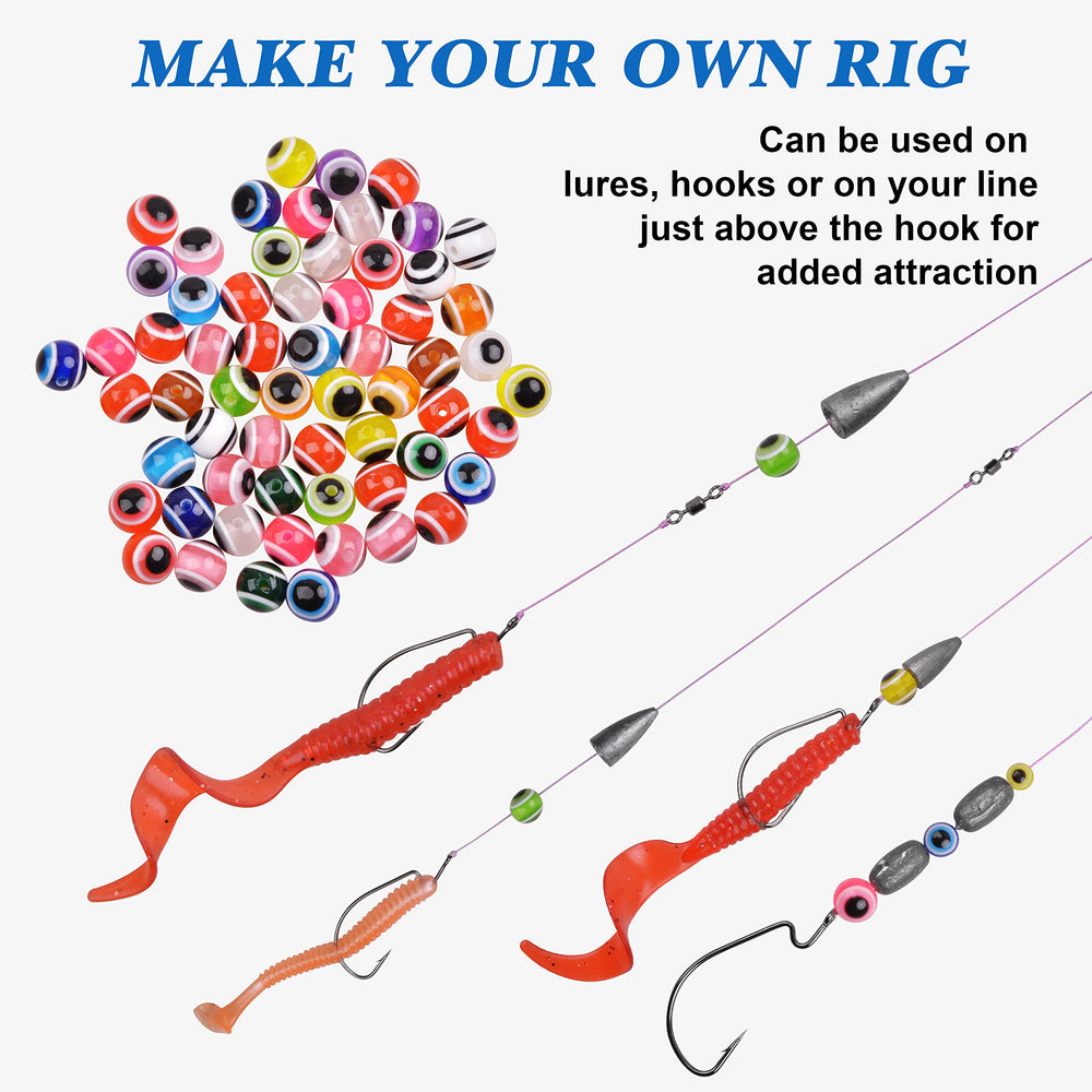 SILANON fishing eye beads 8mm, 300pcs in assorted colors in a box