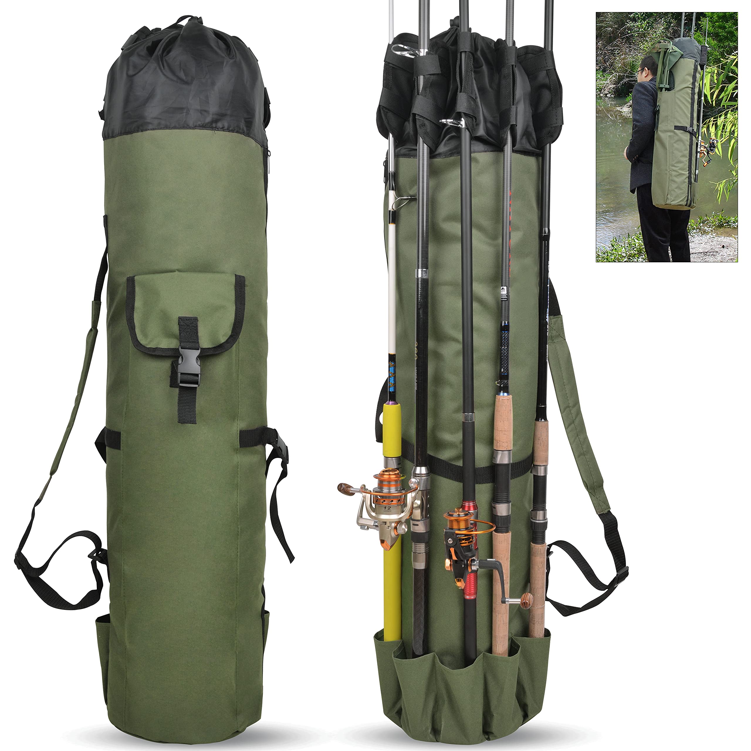 Front view of SILANON fishing rod bag