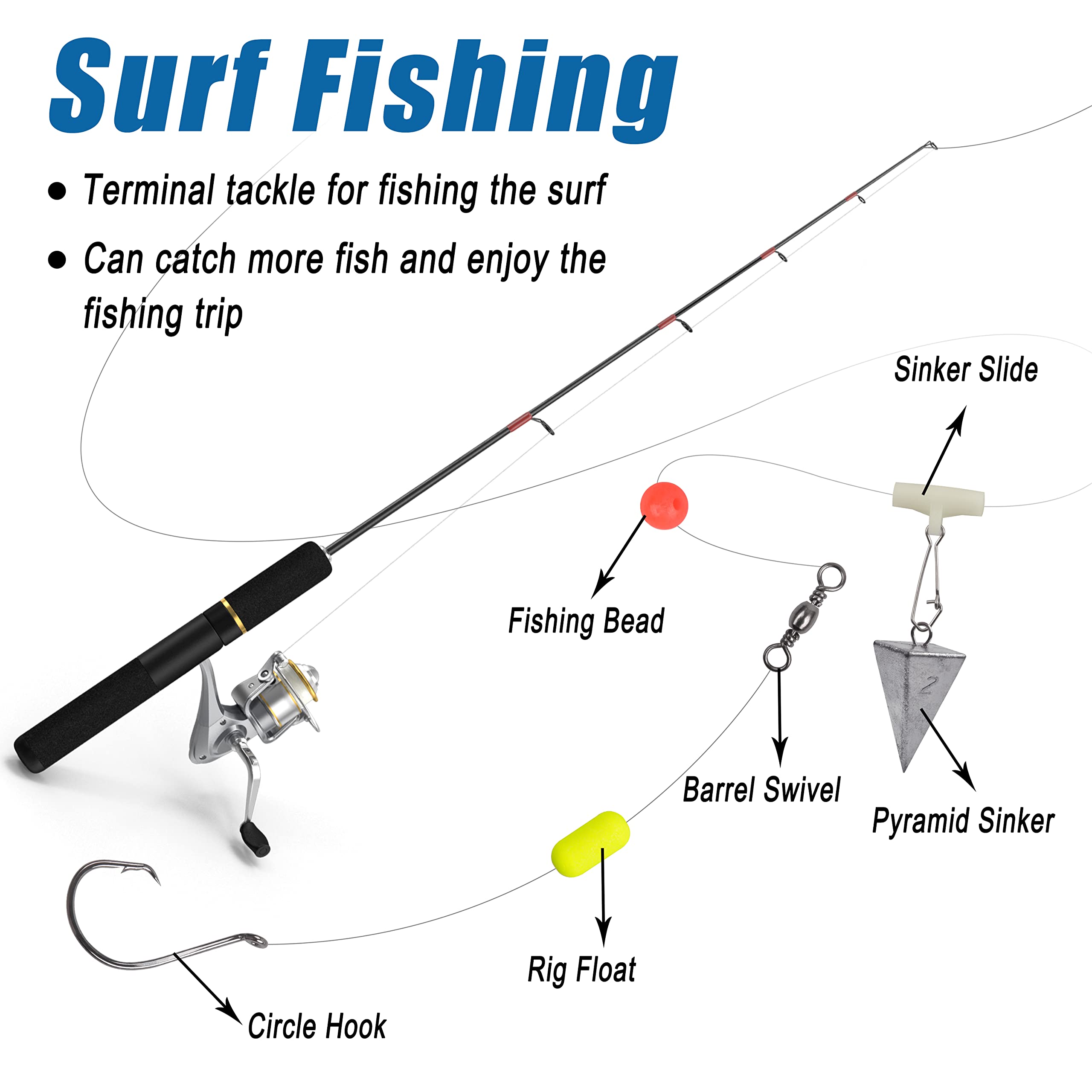 SILANON leaders, hooks and swivels kit, sturdy components for saltwater rigs