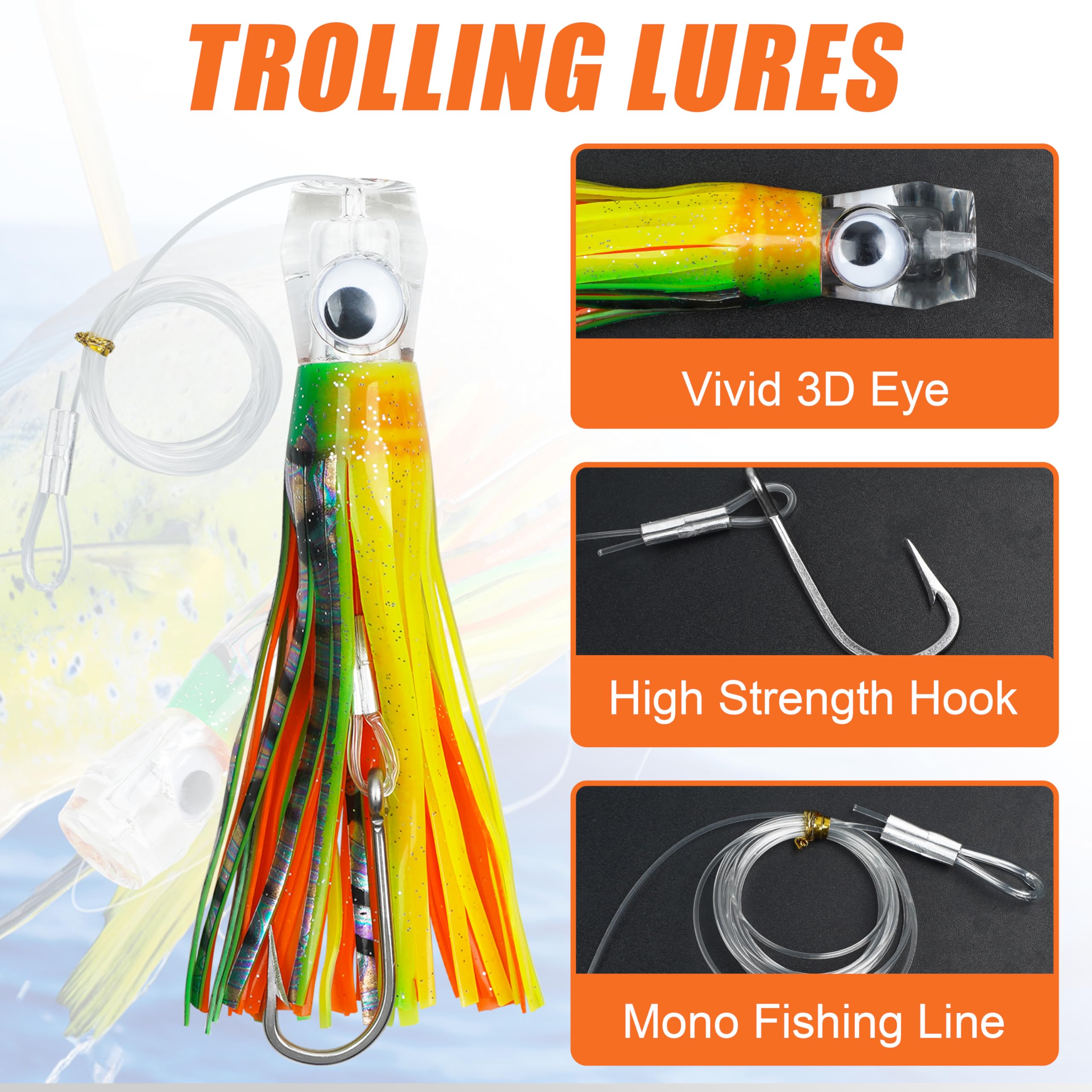 SILANON trolling lures 6in with 3D eyes for realistic predator appeal