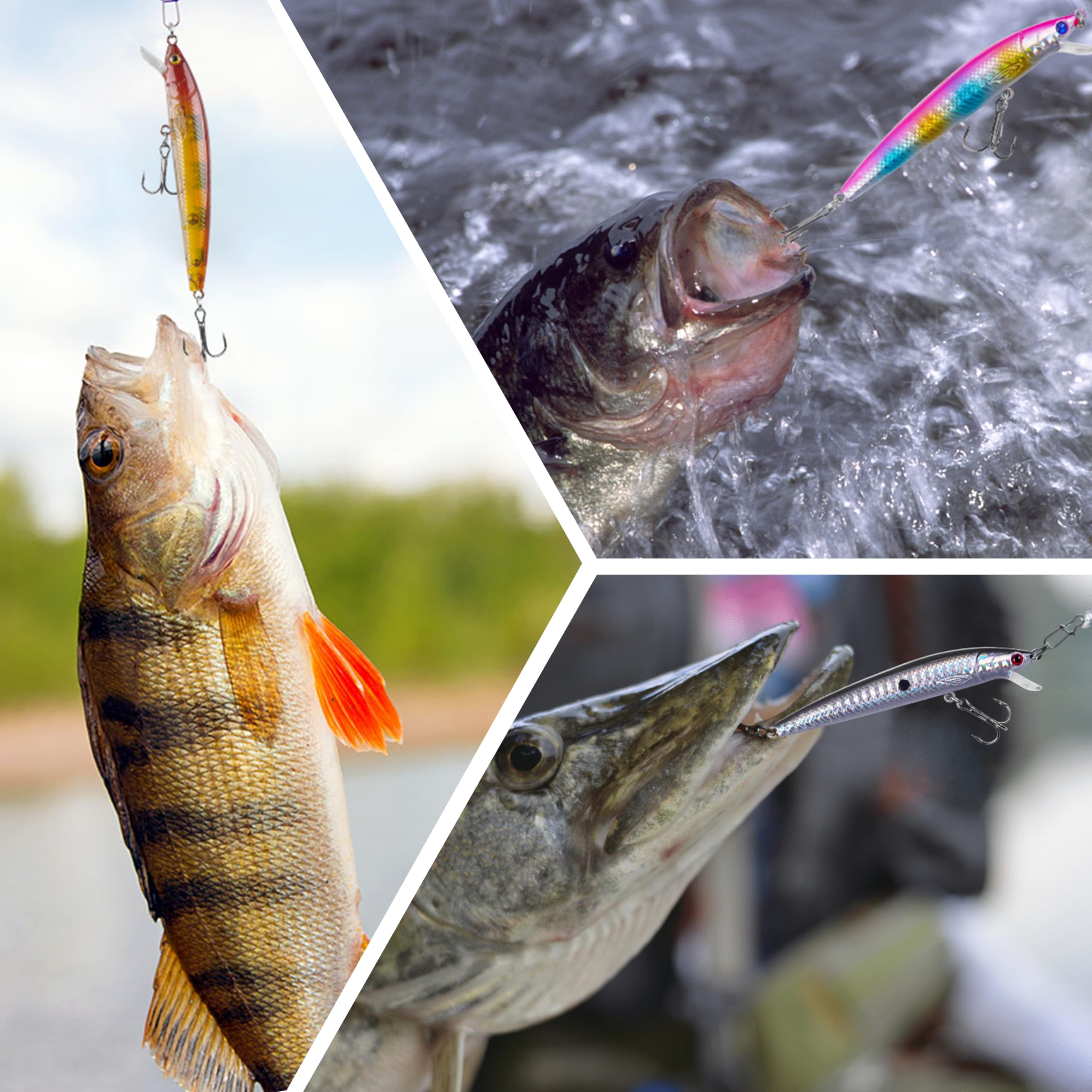 8 piece jerkbait fishing lure set packaging