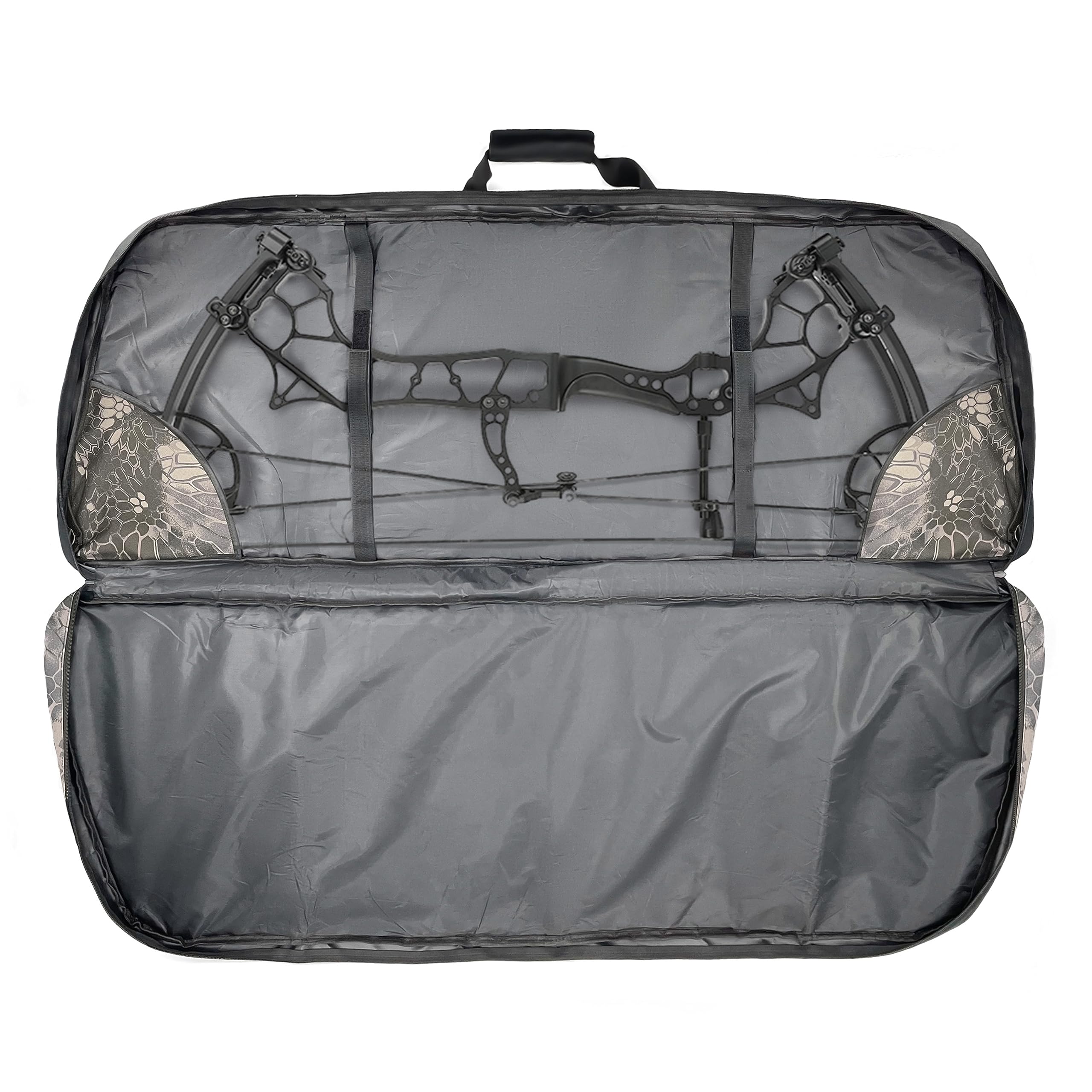 Silfrae compound bow case arrow pocket helps organize extra gear for quick access