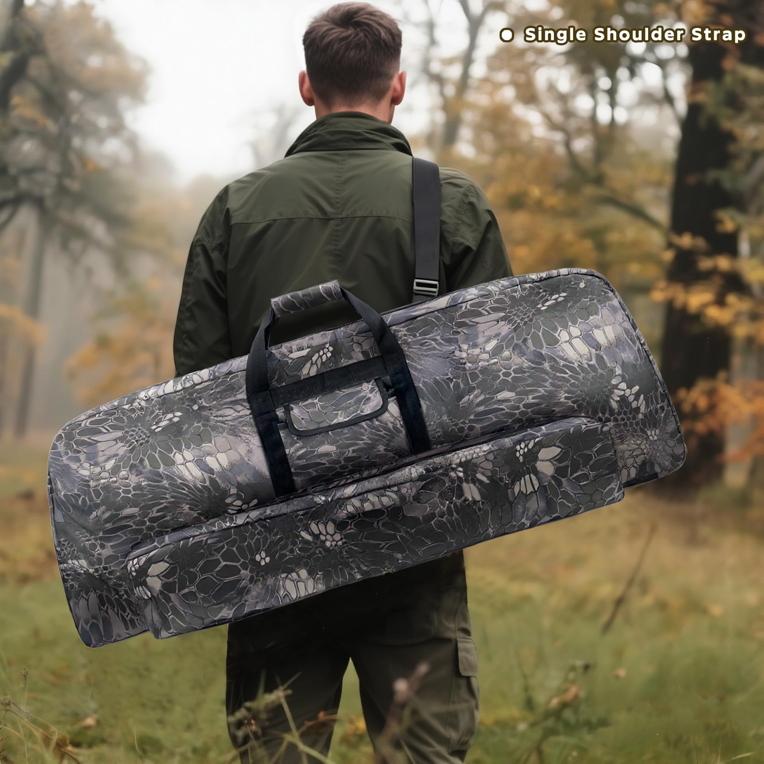 Silfrae compound bow case exterior pocket shows arrows stored safely and accessibly