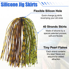 Colorful spinnerbait skirts - 40 strands per bundle, replacement jig skirts