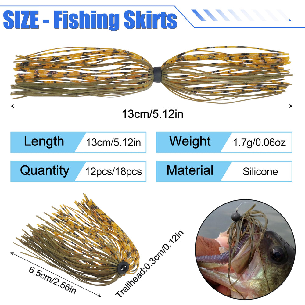 Flexible silicone jig skirts for buzzbaits, spoons, blades