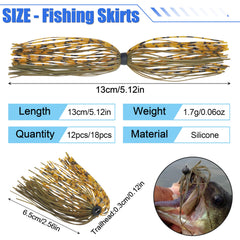 Flexible silicone jig skirts for buzzbaits, spoons, blades