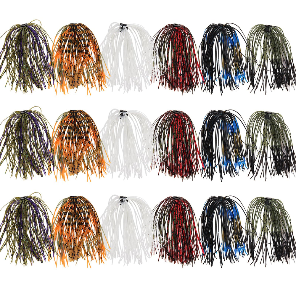 18 bundles of silicone jig skirts in vibrant colors for spinnerbaits