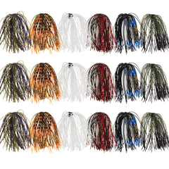 18 bundles of silicone jig skirts in vibrant colors for spinnerbaits