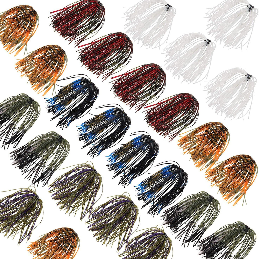 Silicone jig skirts for bass fishing, 50 strands per bundle in 12-bundle pack