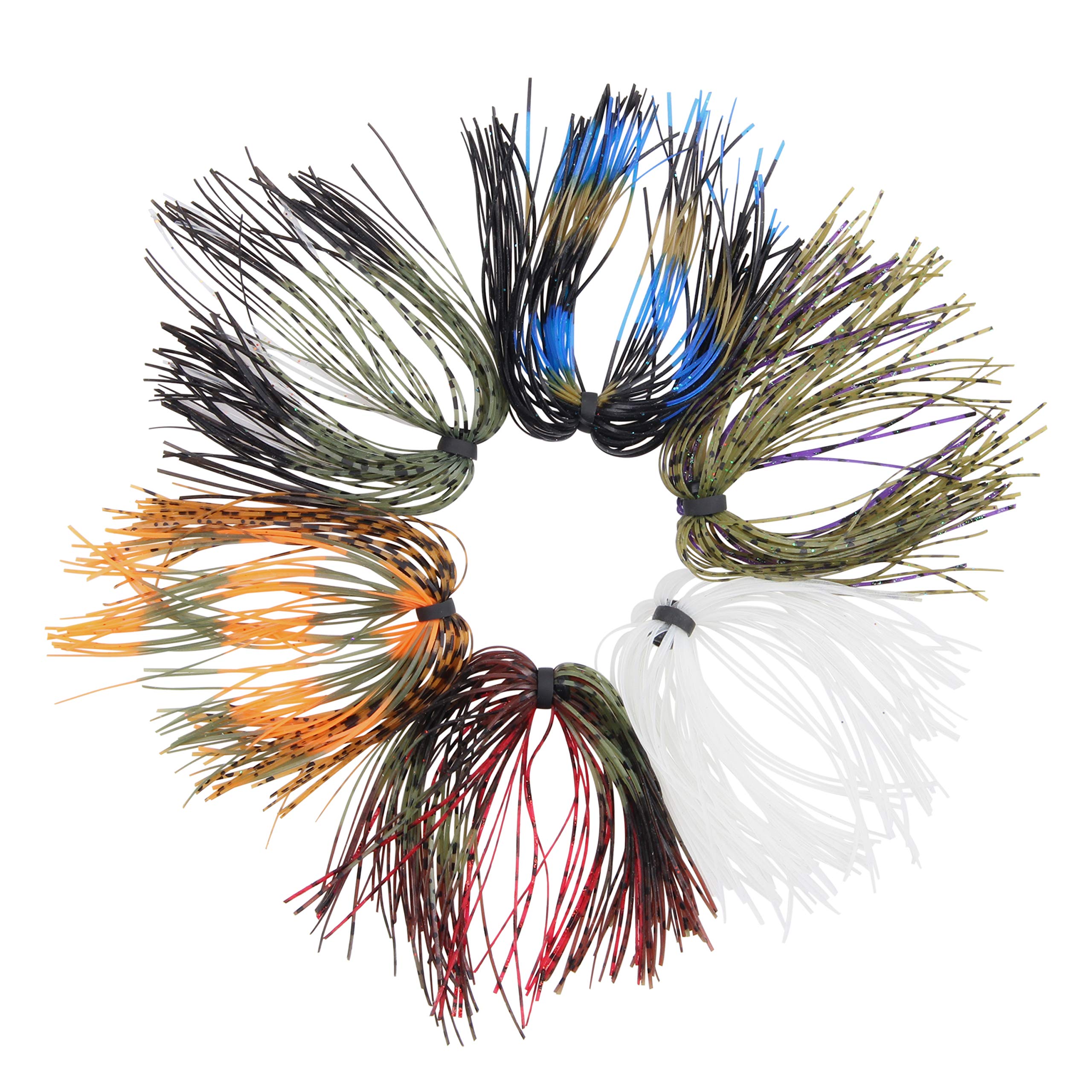 Silicone jig skirts for bass fishing, 50 strands per bundle in 24-bundle pack