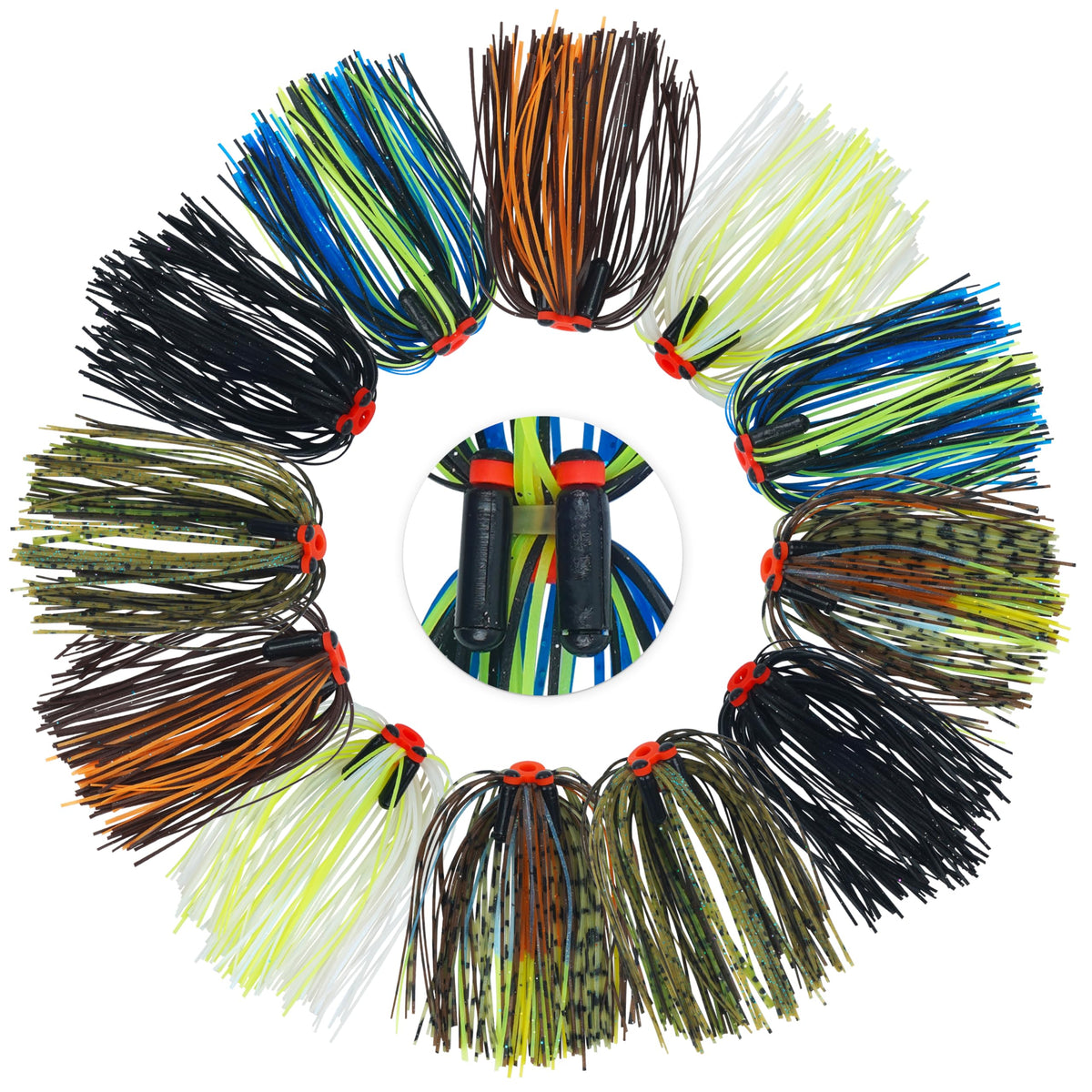 Silicone jig skirts for bass lures – 50 strands per bundle