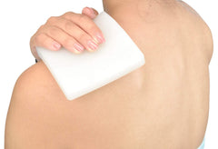 Silipos Cooling Dermal Pad shown on the face for post-treatment comfort and protection.