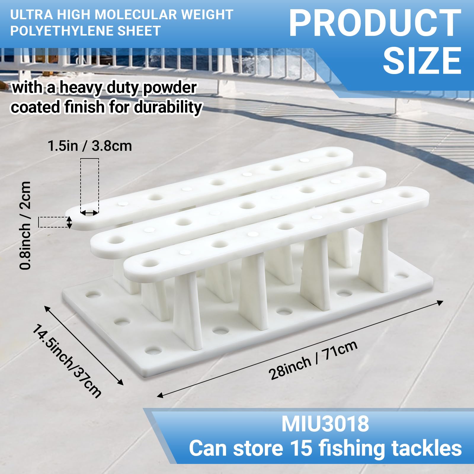 Silipull 15-slots rod storage highlights tangle-free organization on deck.