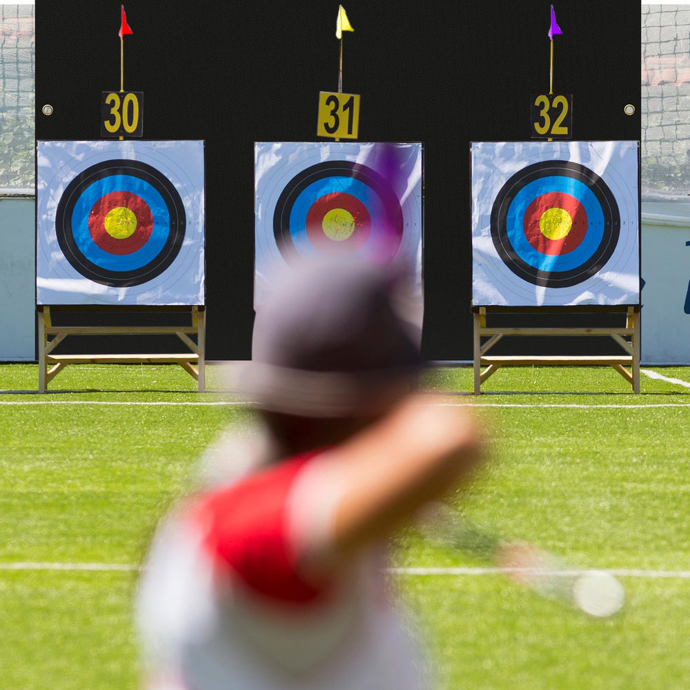 Silipull backstop compatible with bows up to 45 pounds for practice.