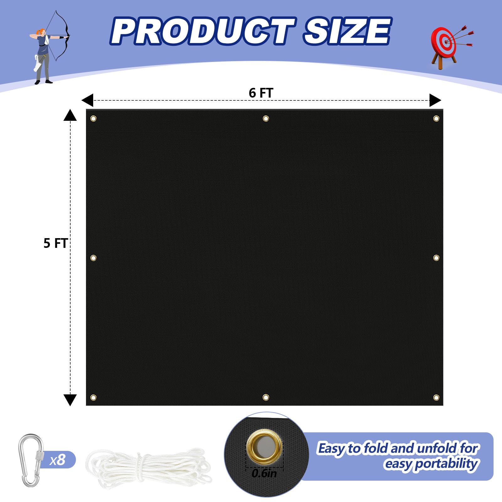 Silipull backstop 5x6ft size provides ample practice space.