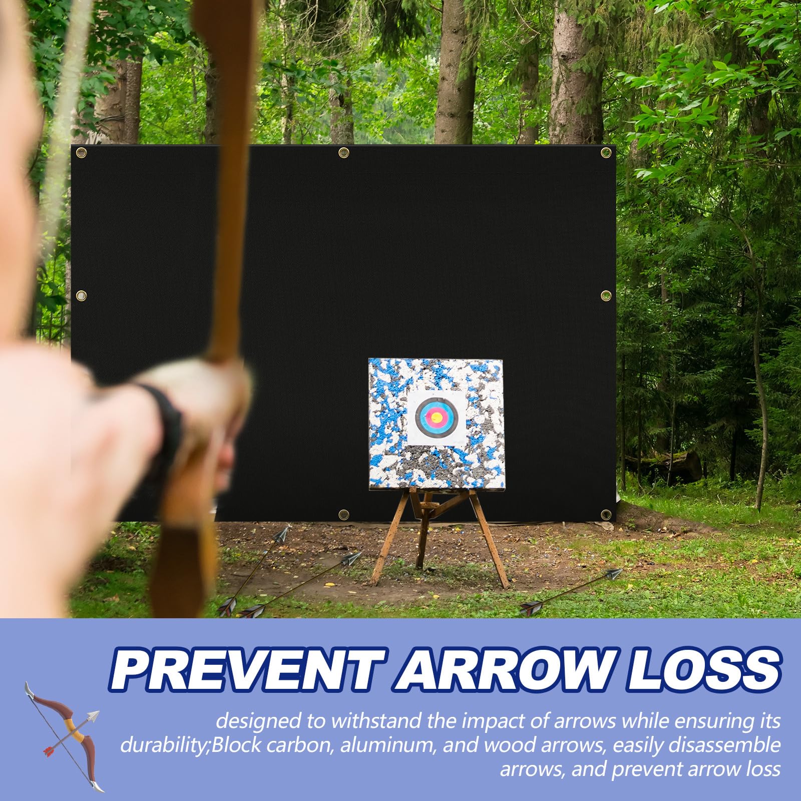 Silipull archery backstop in backyard use demonstrates safe practice space